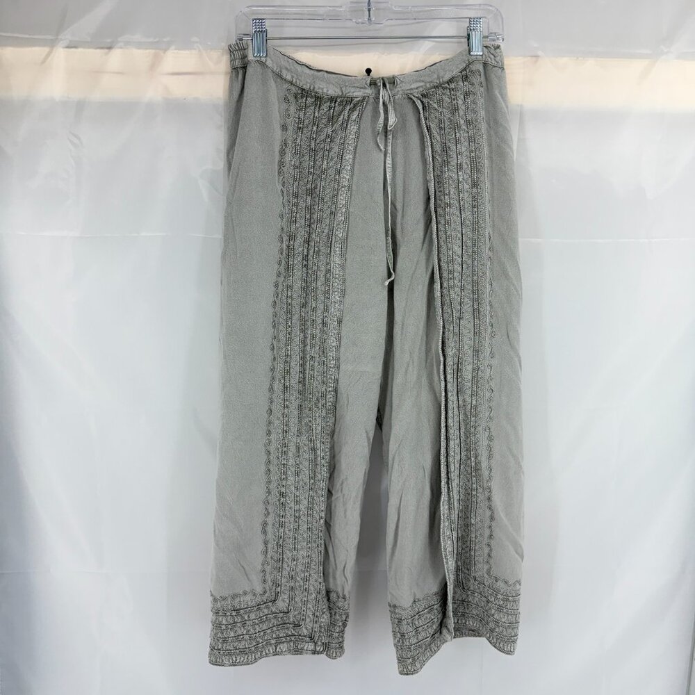 Devi Women One Size Harem Pants Wide Leg Boho Bohemian Gray Cropped Stretch